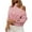 Pink, variant on Women's Floral Print Turtleneck Neck Halters Long Sleeve Tops One Shoulder Puff Long Sleeve Blouse