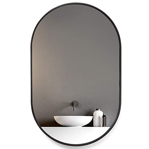 Howofurn Wall Mounted Mirror 24x36, Oval Bathroom Mirror Black Frame