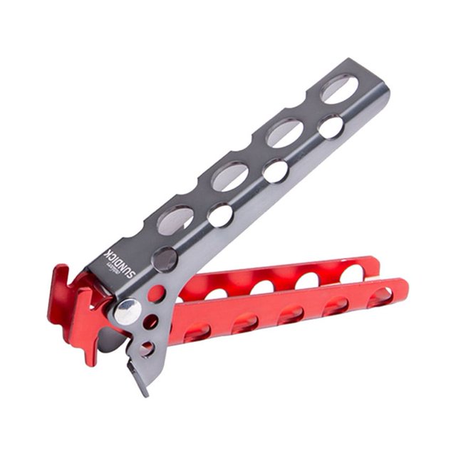 Camping Pot Gripper Anti-Scald Pan Bowl Mango para exteriores Titular Clip Rojo