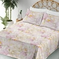 thumbnail image 3 of Ambesonne Peony Fitted & Flat Sheet with Shams 4 Pcs Set, Vintage Flowers Boho Print, King, Pale Lavender and Pale Green, 3 of 5
