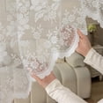 thumbnail image 2 of White Lace Arched Sheer Curtain Floral Embroidered Swag Curtain Valance Tier for Doorway Kitchen Bathroom Window, Rod Pocket Top 1 Panel (White,W63 x L39 inch), 2 of 9