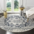 thumbnail image 2 of SAFAVIEH Madison Collection MAD603D Oriental Snowflake Medallion Distressed Non-Shedding Dining Room Entryway Foyer Living Room Bedroom Area Rug, 9' x 9' Round, Cream / Navy, 2 of 5