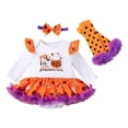 thumbnail image 4 of newwalpole My First Halloween Baby Girl Outfits Newborn 1st Halloween Dress Ruffle Romper Pumpkin Suspender Skirt 0-18 Months (White, 6-9 Months), 4 of 7