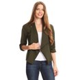 thumbnail image 5 of Moa Collection Women's Casual Fitted Blazer Draped Open Front with Ruched 3/4 Sleeves (S-3XL), 5 of 5