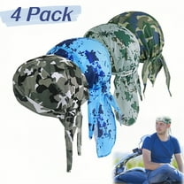 WuPing 4 Pack Doo Rag Skull Cap, Skull Caps for Men, Breathable Quick-Dry Sport Skull Caps Sport Hat Motorcycle Cycling Sports Cap (Camouflage)