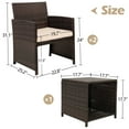 thumbnail image 3 of 3 Pieces Patio Rattan Chair Sets, Outdoor Bistro Set, PE Wicker Patio Furniture Sets, Front Porch Furniture Chairs Set with Glass Coffee Table for Backyard Deck Poolsid Garden, JA1970, 3 of 7