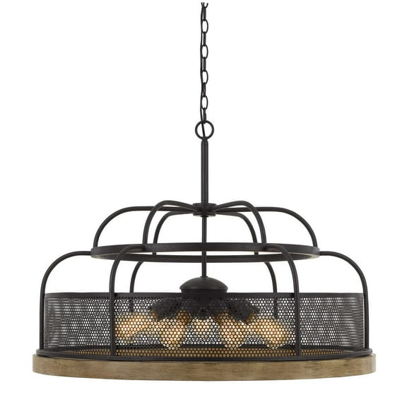 Cal Lighting Akaki 60W X 9 Metal/Pine Wood Chandelier  (Edison Bulbs Not Included)