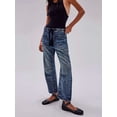 thumbnail image 6 of Womens Loose Horseshoe Jeans Wide Leg Patchwork Low Rise Denim Pants with Pockets Splash Ink L, 6 of 7