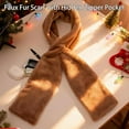 thumbnail image 4 of Faux Fur Collar Scarf For Women With Hidden Zipper Pocket Winter Pocket Scarf For Hands-Free Storage Phone & Valuables ( Coffee ), 4 of 4