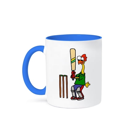 3drose Funny Cute Rubber Chicken Playing Cricket Sports Cartoon 11oz Two-tone Blue Mug