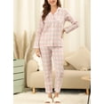 thumbnail image 5 of INSPIRE CHIC Women's Plaid Pajama Sets Sleepwear Button Down Soft Lounge Sets XS Pink, 5 of 6