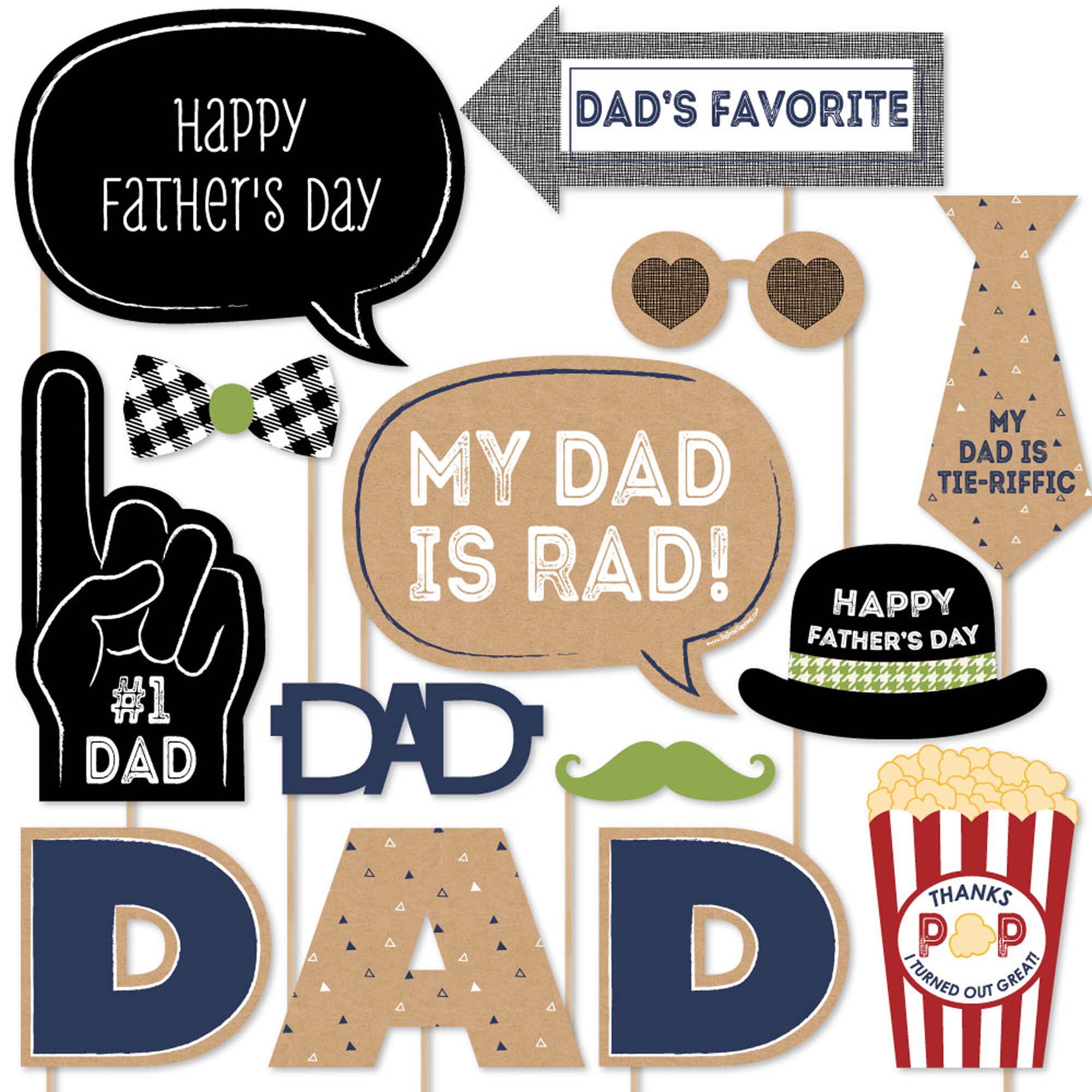 Big Dot of Happiness My Dad is Rad - Father's Day Photo Booth Props Kit ...