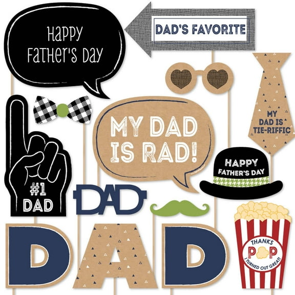 Big Dot of Happiness My Dad is Rad - Father's Day Photo Booth Props Kit - 20 Count