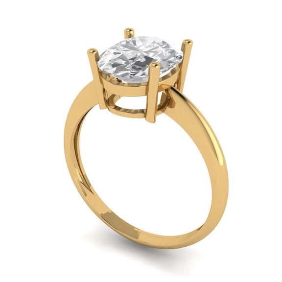 Solitaire Engagement Ring for Women - 2.5ct White Sapphire in 14K Yellow Gold Promise Ring