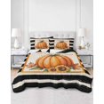 thumbnail image 2 of Full Size Quilt Bedding Set, Orange Pumpkins Fall Reversible Summer Quilt 3 Pieces, Thanksgiving Botanical Striped Farmhouse Lightweight Bedspreads Coverlets with 2 Pillow Shams for All Seasons, 2 of 5