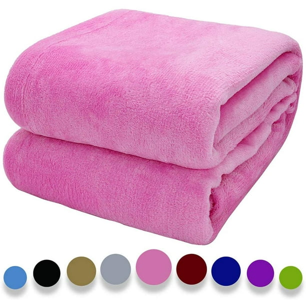 Howarmer Exquisite Fuzzy Blanket Pink Throw Blankets All Season Light