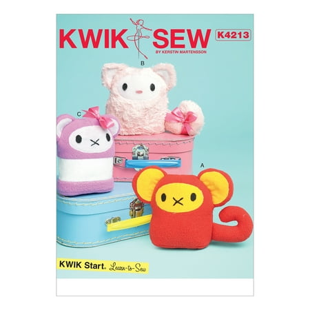 Toyo Pattern - Kwik Sew Sewing Pattern Animal-Themed Plush Toys With Contrast Appliques-One Size Only