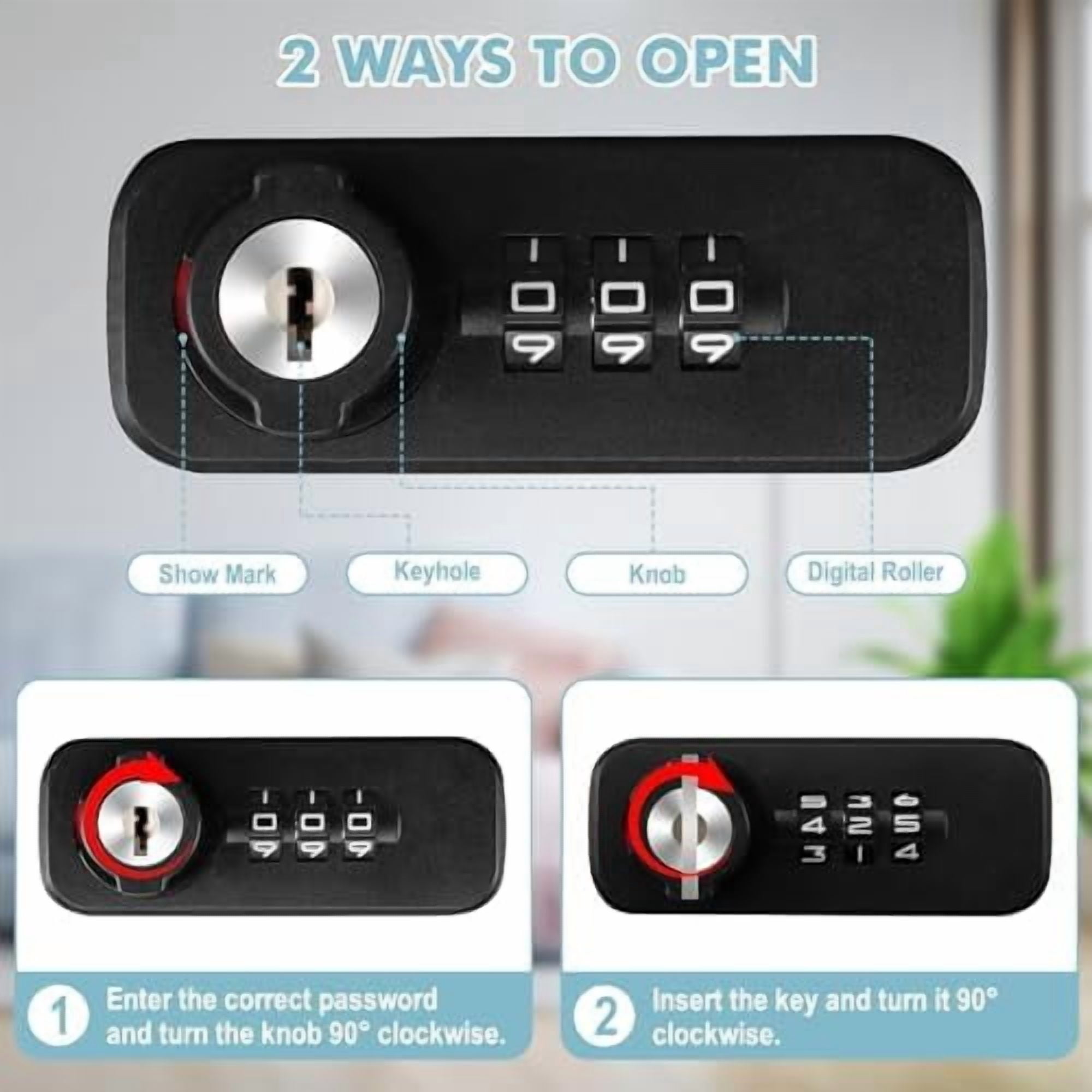 Fireproof Lock Box for Documents, Dual Combination and Key Lock Security with Carrying Handle, Metal Strong Safe Box to Keep Personal Items,Documents, Exterior 12.8" x 8.4" x 4.5", Black