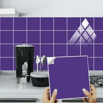 10 Pcs Peel and Stick Tile Wall Purple Stickers Vinyl Backsplash 5.9" x 5.9" Waterproof Self Adhesive DIY Decals Kitchen Decor