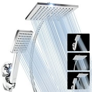 Novashion 8-inch Rain Shower Head and Handheld Combo, Adjustable Rainfall Showerhead, Ultra-Luxury Chrome Plated Shower Head Combo with 3-way Water Diverter, Wall Bracket and 60inch Hose