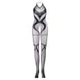 thumbnail image 3 of Levmjia Womens Halter Lace Bodystocking One Piece Lingerie Set Open Back Floral Mesh Nightwear Date Nights Solid Color Full Body Bodysuit Stretchy Soft, 3 of 3