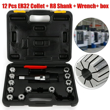 

Spring Collet Set 12PCS R8 ER32 Collet Chuck Holder Wrench CNC Milling Lathe R8 Shank ER32 Collet Chuck Holder + 12Pcs Collets CNC Milling Lathe Set with Box Shank ER32 Chuck Holder