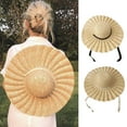 thumbnail image 2 of Ysmooiuy Straw Hat with Ribbon Pattern for Sun for Outdoor Beach Sunhat, 2 of 9