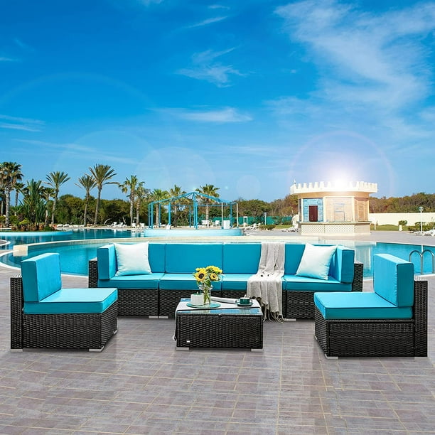 Honbay 7 Pieces Patio Furniture Sets Pe Wicker Rattan Sectional Sofa Couch With Cushions And Coffee Table For Outdoor Com Honbay 7 Pieces Patio Furniture Sets Pe, Great Outdoors Patio Furniture