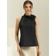 thumbnail image 2 of Blusa elegante de satén sin mangas con lazo y cuello de pajarita para mujer Negro M, 2 of 6
