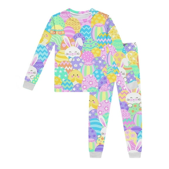 Glisme Casual Girls Clothing Set Long Sleeve Easter Printed Pajama Set With Top And Pants Loungewear Size 2-3 Khaki Outfits Set For Girl