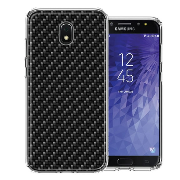 MUNDAZE For Samsung Galaxy J3 Express/Prime 3/Amp Prime 3 Carbon Fiber Look Double Layer Phone Case Cover