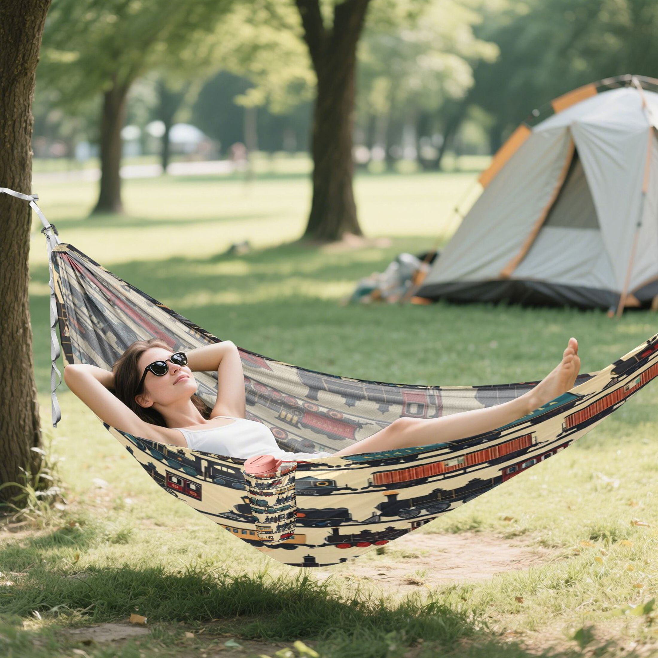 Hammock Camping Hammock Nylon Portable Hammock Travel Camping Hammock Multicolor Train