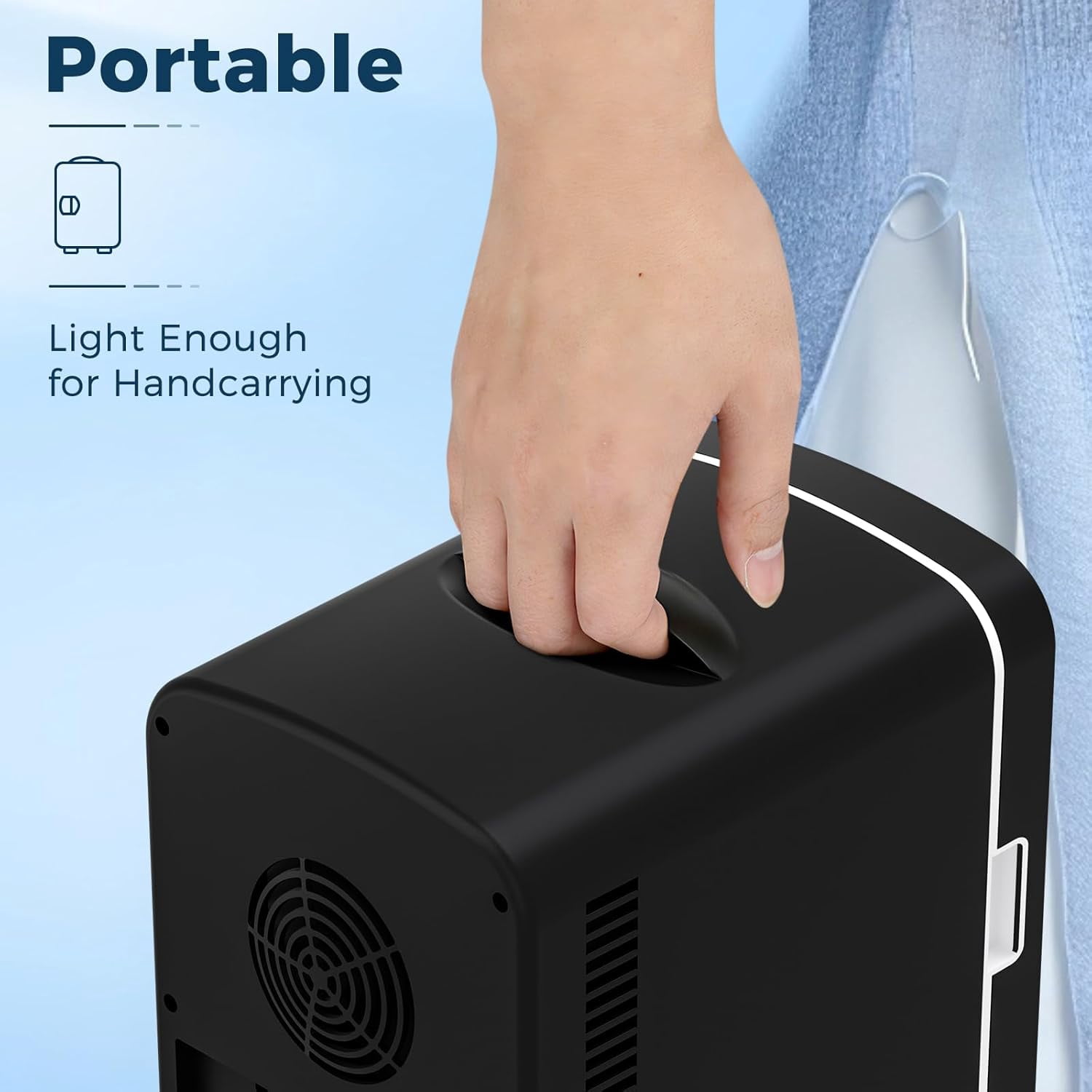 FREE VILLAGE 4 Liters/6 Cans Compact Refrigerator,Portable Mini Fridge Makeup & Skin Care for Bedroom,Car,Office & Dorm,Small Cooler for Cosmetics,Magnetic Brushed Stainless Steel Door,White
