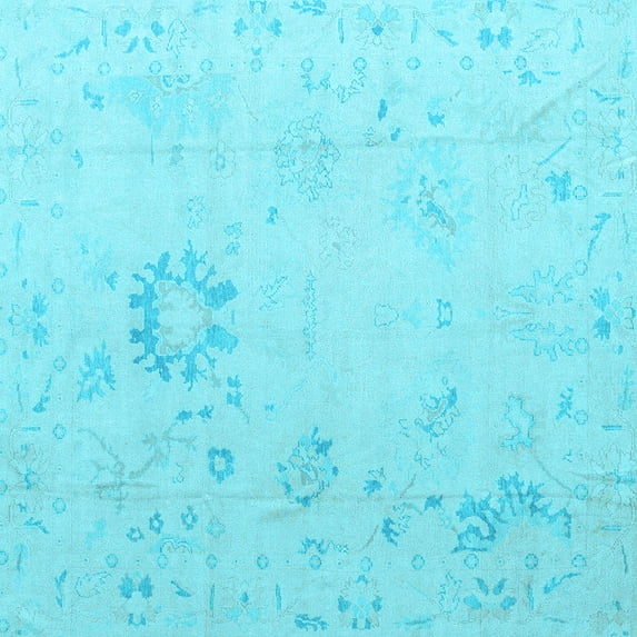 Ahgly Company Indoor Square Oriental Light Blue Traditional Area Rugs, 3' Square
