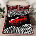 thumbnail image 2 of Homewish Racing Car 4pcs Bed Sheets for Female Men Adults,Geometric Plaid Buffalo King Sheets,Black White Red Super Cozy Sheet Set,Breathable Home Decor, 2 of 7