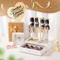 thumbnail image 6 of Sunglass Organizer, 2-Tier Glasses Holder Stand for 20 Pairs of Eyewear, Sunglasses Display Rack with Wood Drawer Storage for Nightstand, Desk, Dresser, Bedroom, 6 of 7