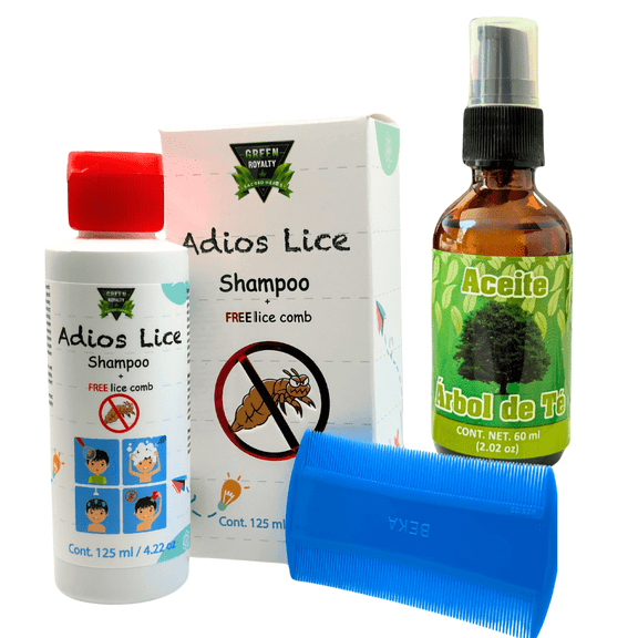 Green Royalty Adios Lice Shampoo Kit   Tea Tree Oil (125mL Shampoo   60mL Oil   Comb)