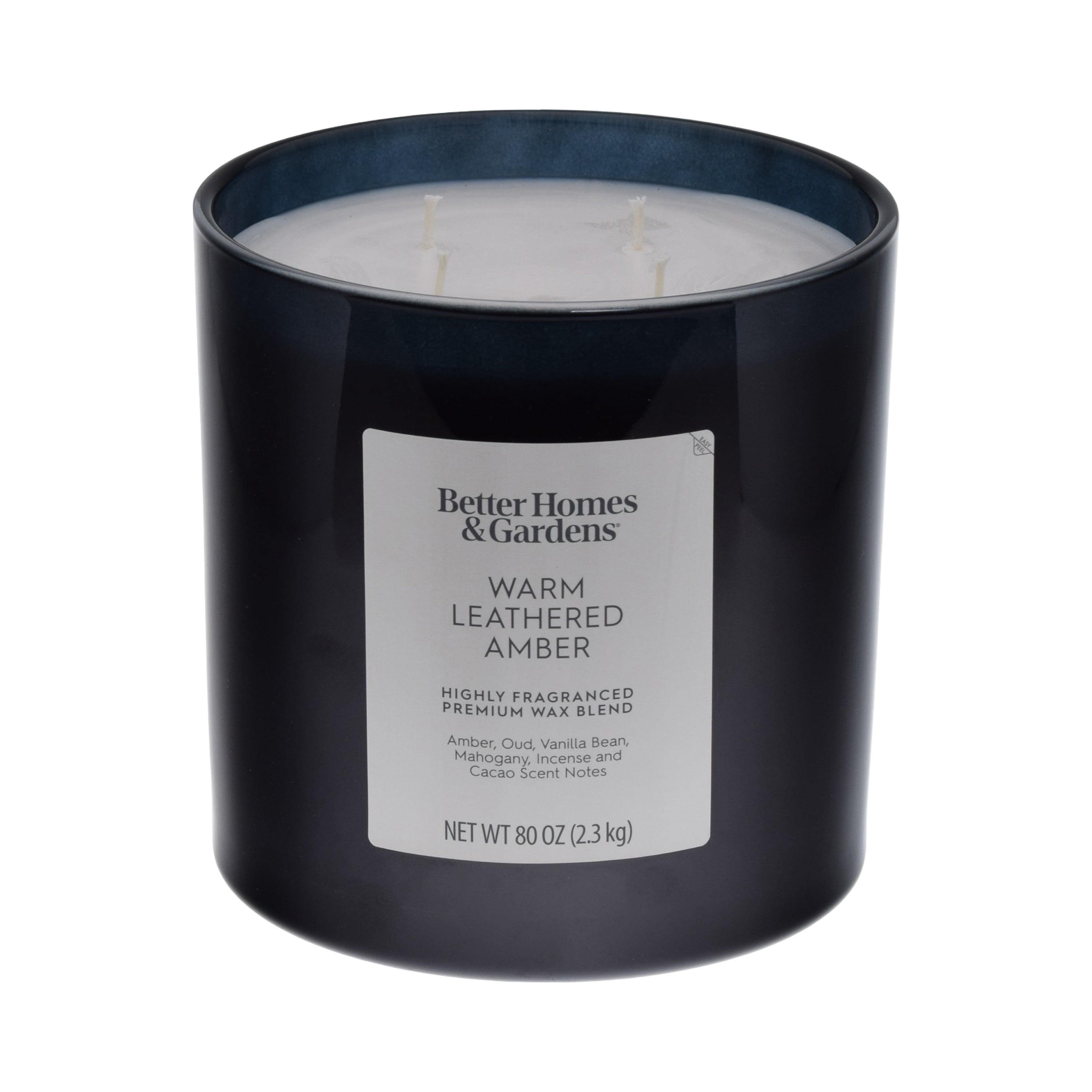 Better Homes & Gardens Warm Leathered Amber Scented 4-Wick 80oz (2.26 kg) Large Oversized Jar Candle