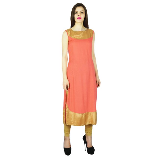 Phagun Kurta Kurti Indienne Rose Bollywood pour Femmes, Robe Tunique Décontractée de Créateur