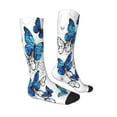 thumbnail image 3 of Daiia Sports Socks Blue Flying Butterflies Printed Novelty Crew Socks for Men Women Knee High Socks Cotton Socks Soft & Breathable Support Unisex Socks, 3 of 9