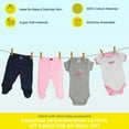 thumbnail image 7 of Spasilk Newborn Baby Layette Set, Short Sleeve Bodysuits and Pull-On Footed Pants, 4 Piece, 0-3 Months - Pink & Grey Layette Set, 7 of 7