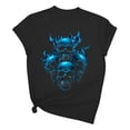 thumbnail image 2 of Xdegoge Men'S Halloween Flaming Skull Graphic T-Shirt Gothic Skeleton Print Short Sleeve Casual Tee Novelty Top for Fall Holiday Party Streetwear Everyday Outfit, 2 of 3