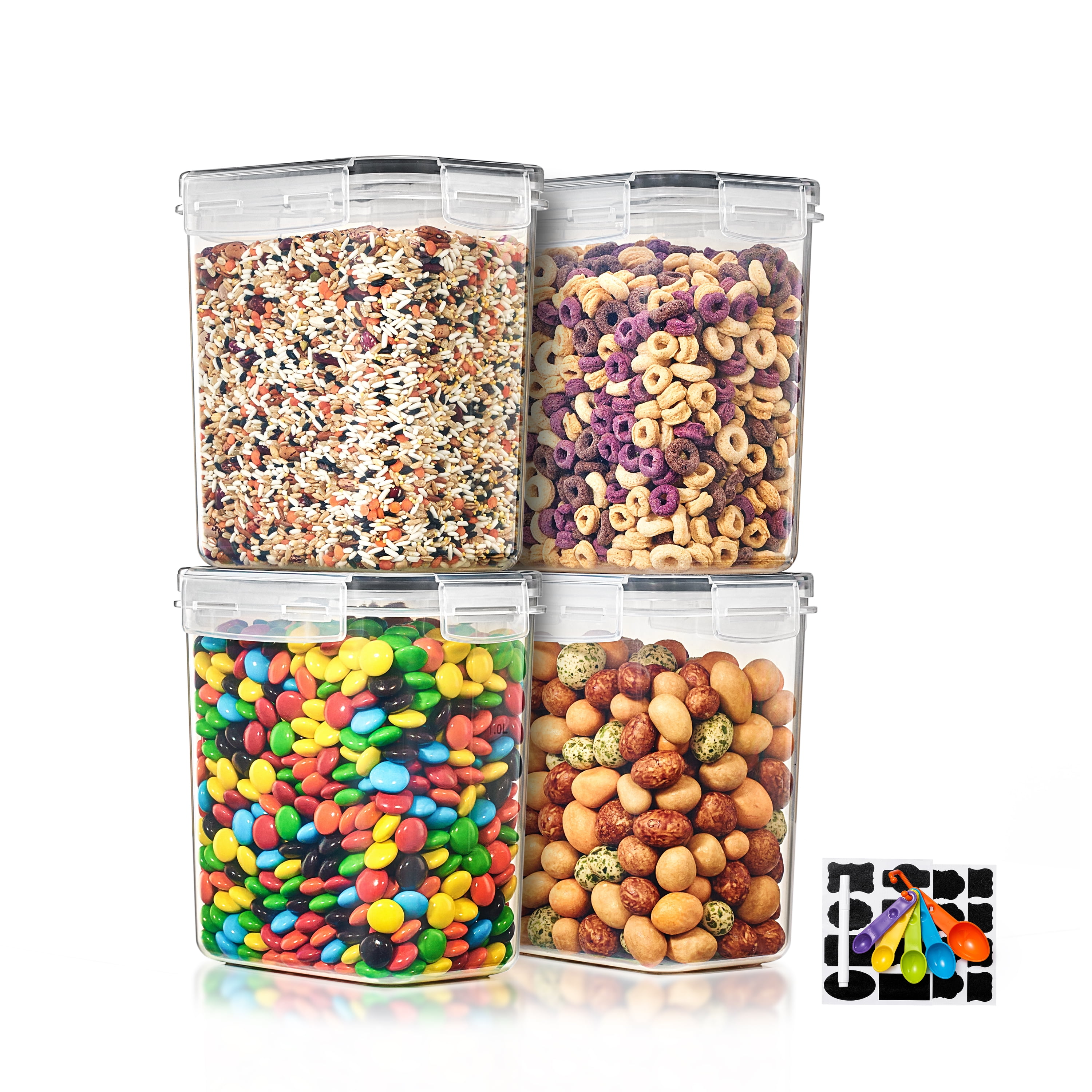 Sorbus Airtight Food Storage Containers 4 Pack 54.1 oz with Lids, Labels & Spoons BPA Free