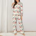 thumbnail image 2 of Yiaed Retro bows Print Pajamas Women's Long Sleeve Sleepwear Soft Button Down Loungewear Pjs Lounge Set Nightwear Womens Pajama Pants-X-Large, 2 of 7