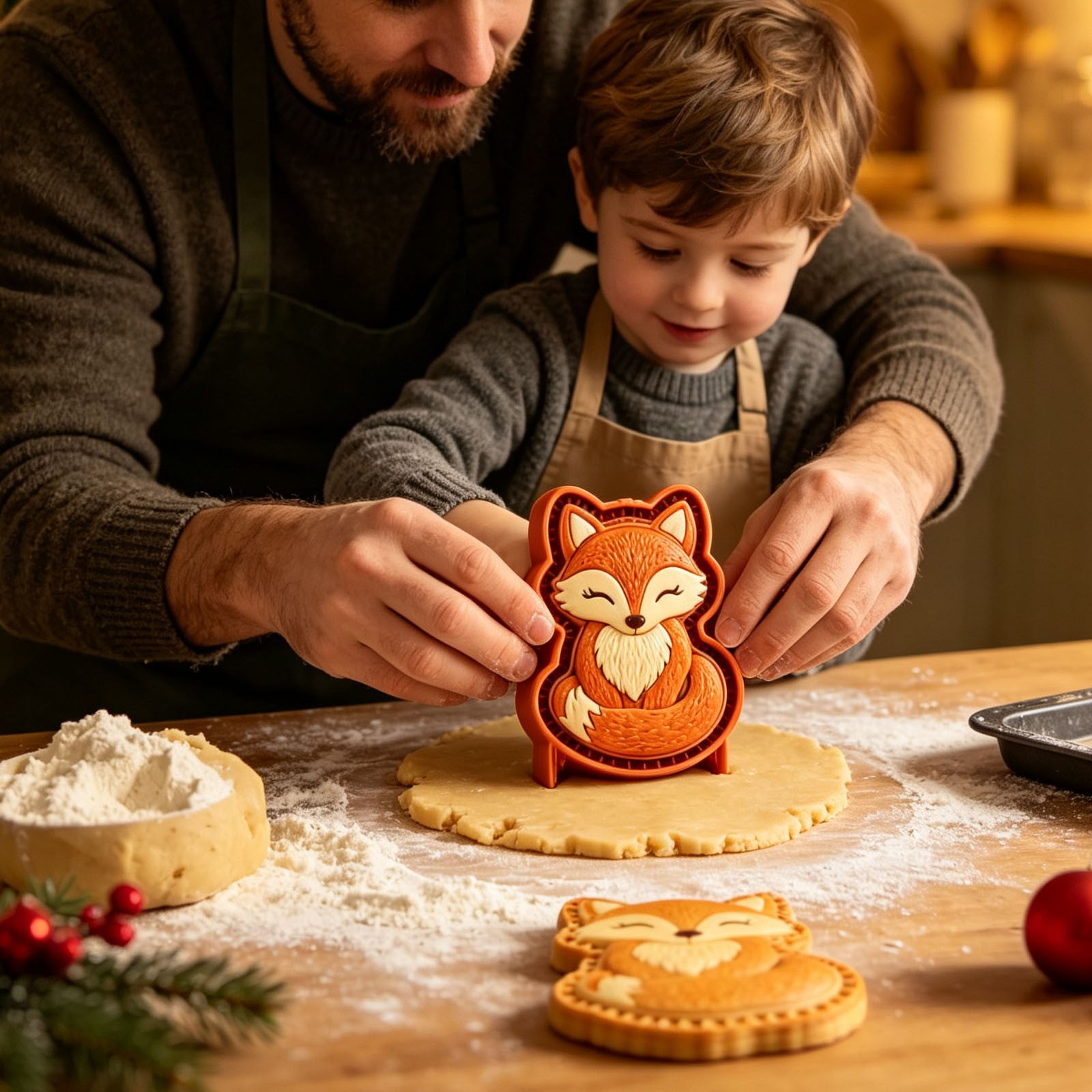 Thanksgiving Cookie Cutters Set Fall Themed Embossed Press Molds Fox Biscuit Molds For Home Baking Party Dessert Table Decor