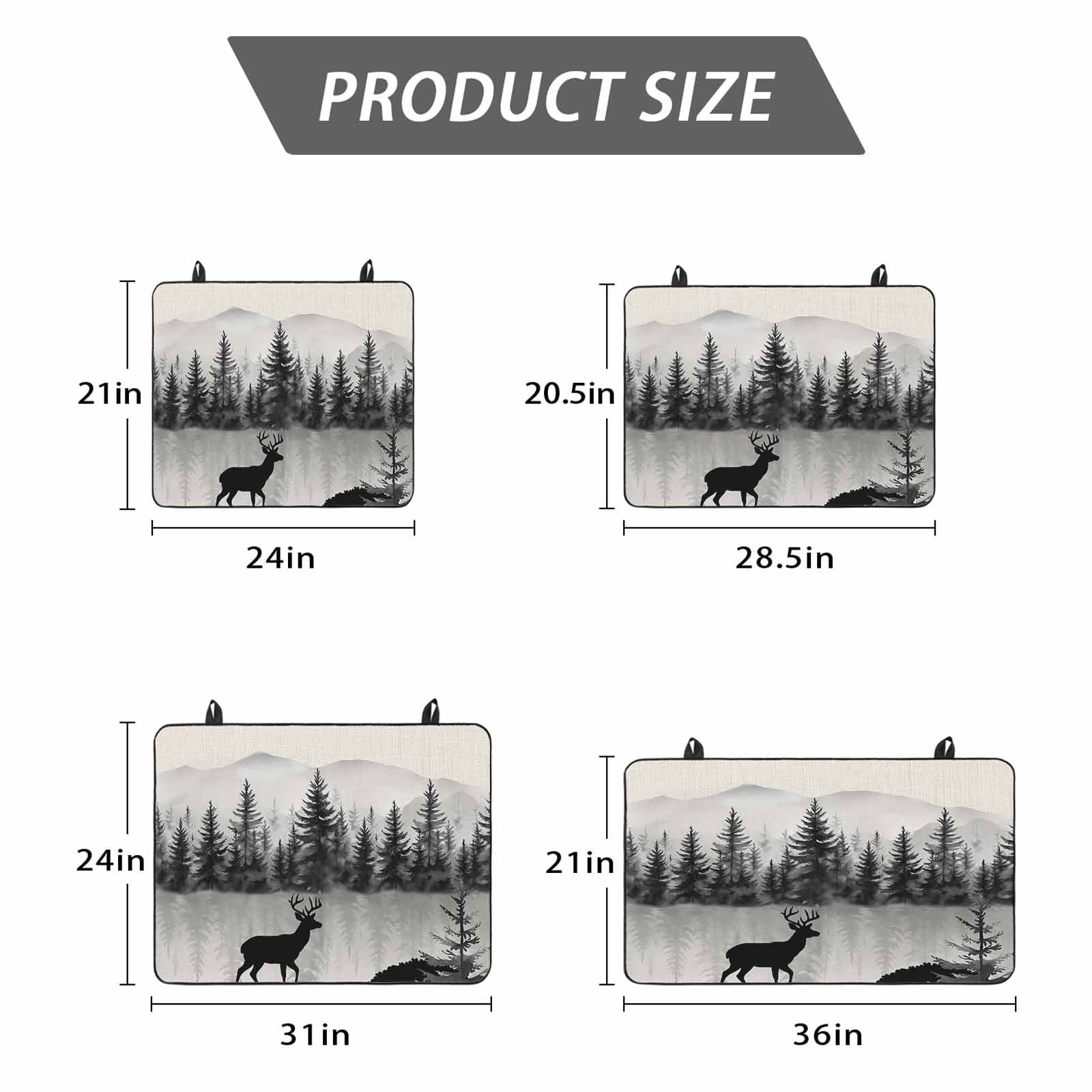 Deer Forest Stove Top Cover for Electric Stove, Heat-proof & Non Slip Glass Top Stove Cover Protector, Farmhouse Vintage Nature Trees Mountain Kitchen Flat Cooktop Rubber Mat 24x21 Inches