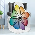 thumbnail image 4 of Rainbow Soft Flannel Fleece Blanket, Flower of Life Design with Colorful Petals Eastern Chinese Feng Shui Themed Design, Cozy Plush for Indoor and Outdoor Use, 50" x 70", Multicolor, by Ambesonne, 4 of 5