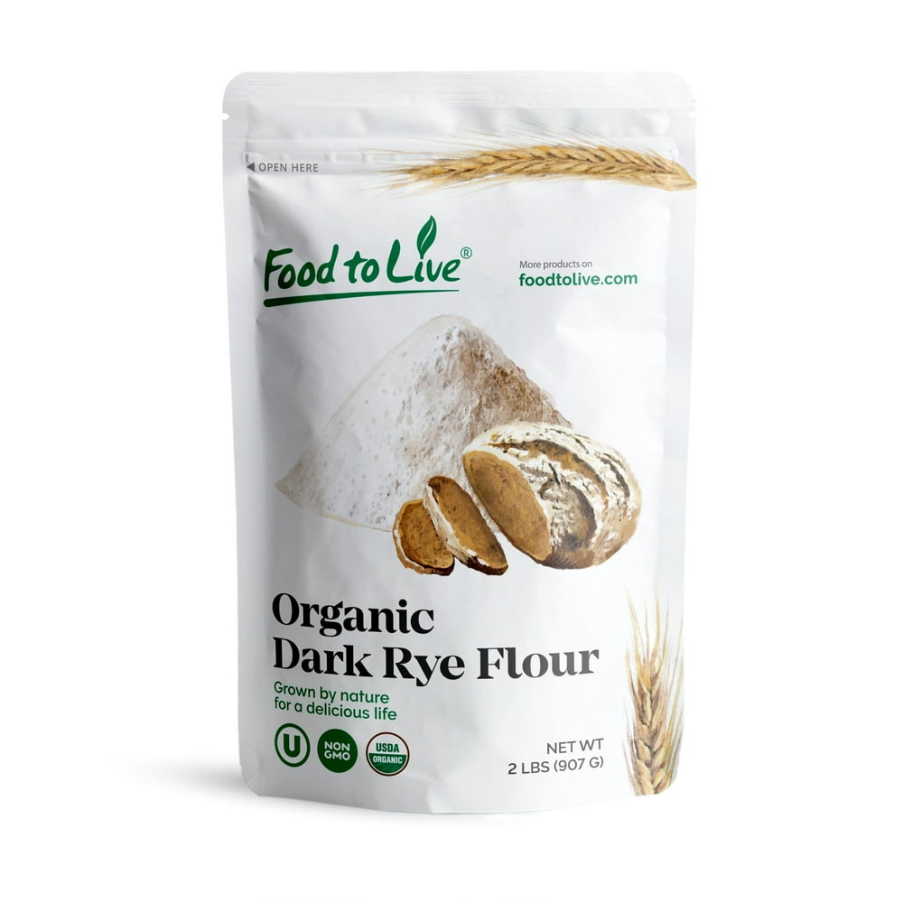 Organic Dark Rye Flour, 2 Pounds Whole Grain, NonGMO, Kosher, Raw
