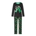 thumbnail image 2 of Christmas Family Pajamas Matching Set Black Long Sleeve Letter Print Tops and Dinosaur Print Pants Sleepwear, 2 of 10