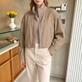 thumbnail image 5 of AnuYalue Women's Cropped Jackets Casual Sun Protection Full Zip Long Sleeve Outwear Fashion Workout Track Jacket with Pocket, 5 of 9